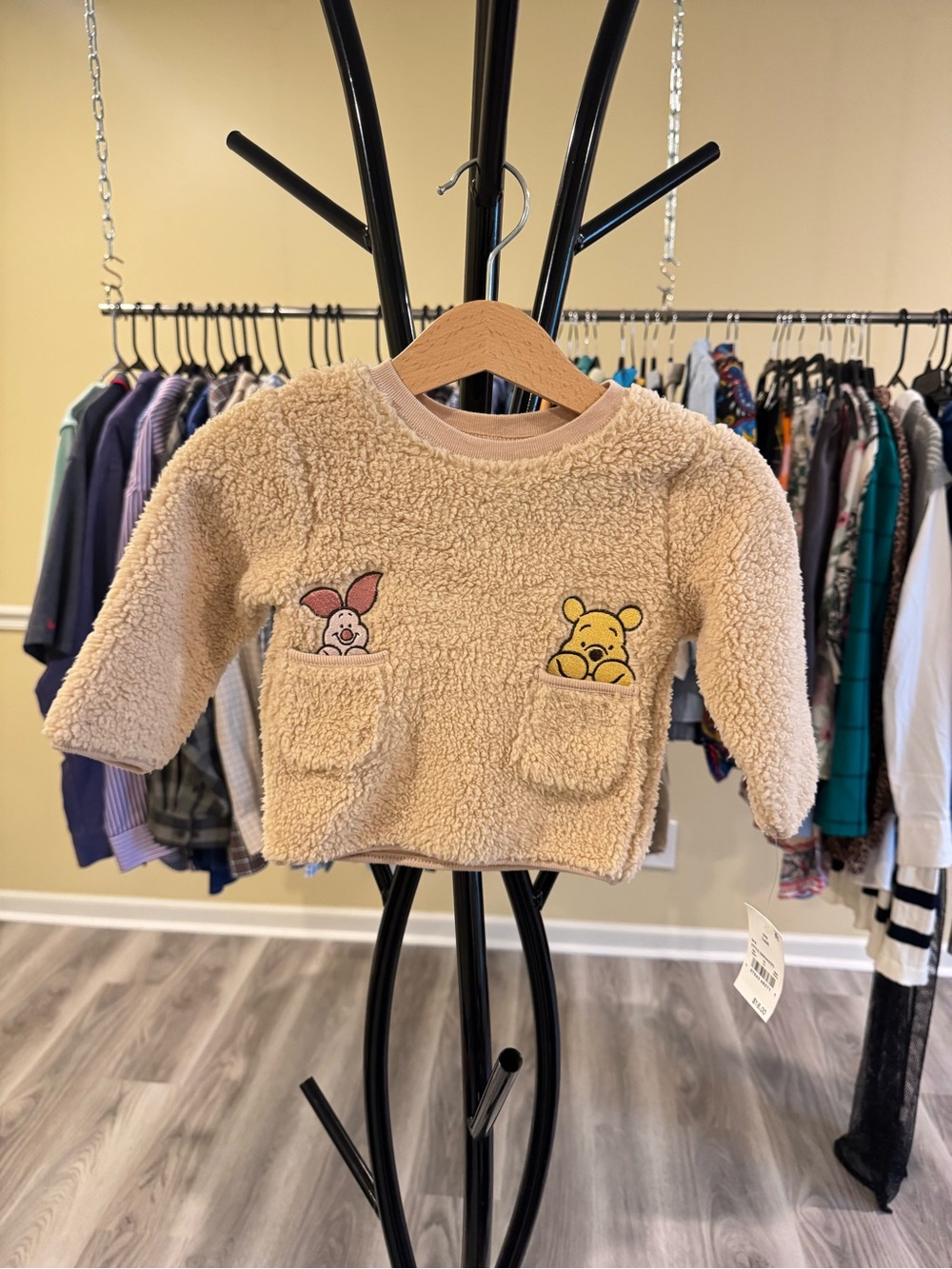 Disney Beige Sherpa Sweatshirt with Winnie the Pooh & Piglet Pockets